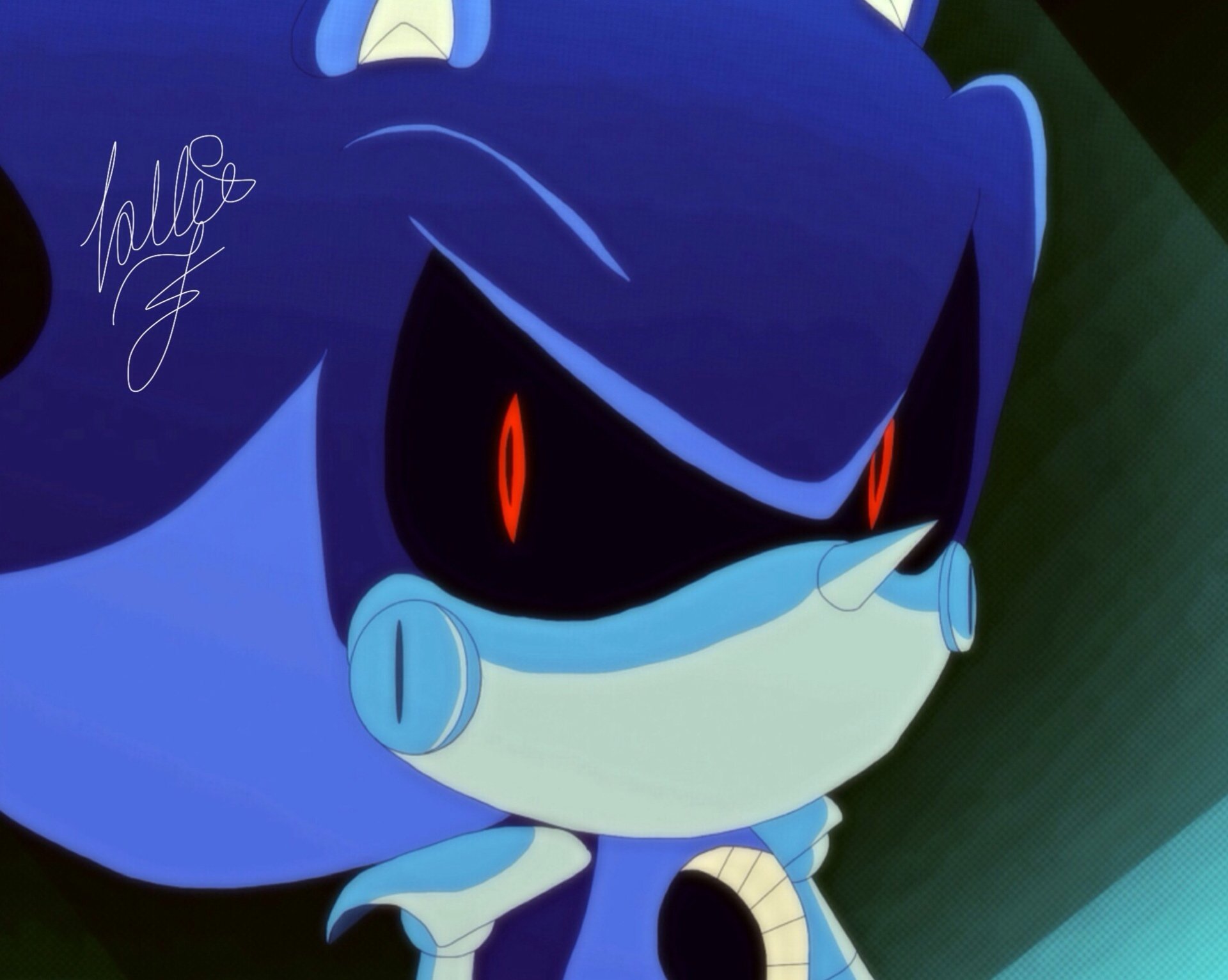 HD PC desktop wallpaper featuring a dark, intense close-up of Sonic the Hedgehog from the video game series.
