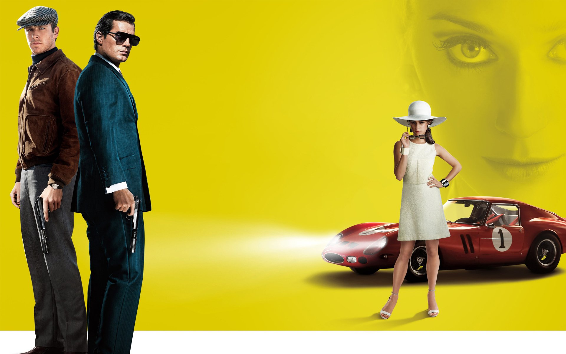 HD desktop wallpaper featuring Henry Cavill as Napoleon Solo, Armie Hammer as Illya Kuryakin, and Alicia Vikander as Gaby Teller from the movie The Man from U.N.C.L.E.