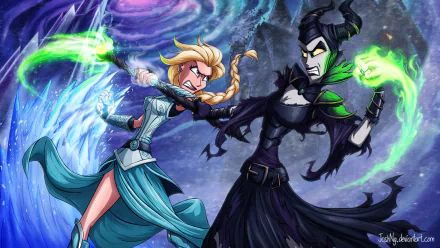 Elsa (Frozen) Maleficent Frozen (Movie) movie crossover HD Desktop Wallpaper | Background Image