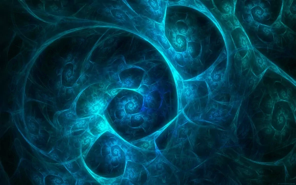 HD desktop wallpaper featuring an abstract blue fractal design.