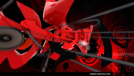 A vibrant, HD desktop wallpaper featuring bold, red and black abstract graffiti art, tagged with jordania and jefferson. The dynamic design is intense and artistic, creating a striking visual background.