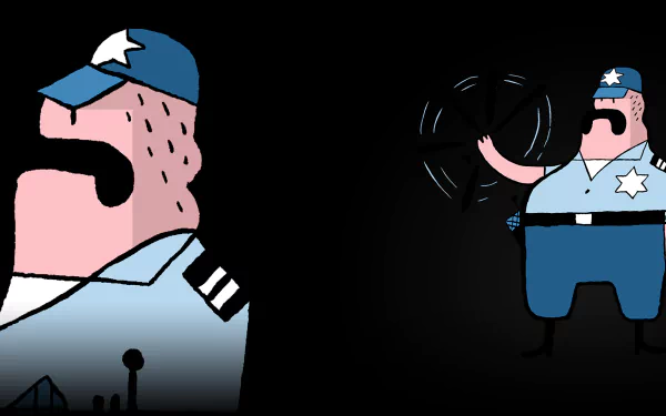 video game Detective Case and Clown Bot in: Murder in the Hotel Lisbon HD Desktop Wallpaper | Background Image