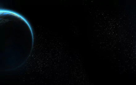HD PC desktop wallpaper featuring a dark space scene with a glowing blue planet, inspired by the video game Endless Legend.