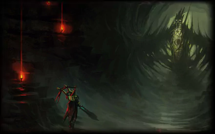 HD PC desktop wallpaper showcasing dark fantasy scenery from the video game Endless Legend, featuring a lone figure facing a massive, glowing creature in a shadowy cavern.