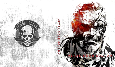 An HD desktop wallpaper featuring artwork from Metal Gear Solid V: The Phantom Pain, showcasing a striking design with the game's iconic logo and character imagery.