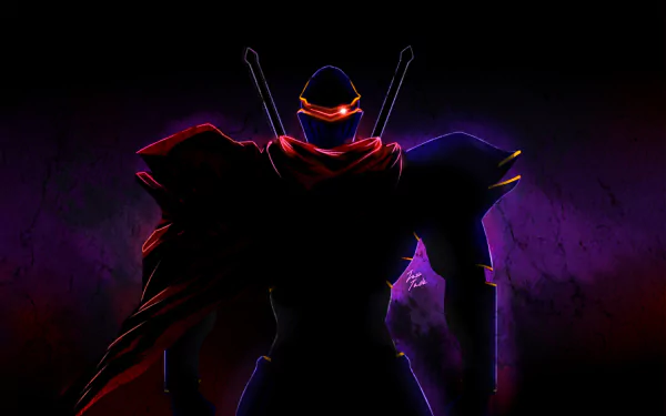 HD desktop wallpaper featuring Ainz Ooal Gown from the anime Overlord. The dark background contrasts with the glowing silhouette of the character, exuding a mysterious and powerful aura.