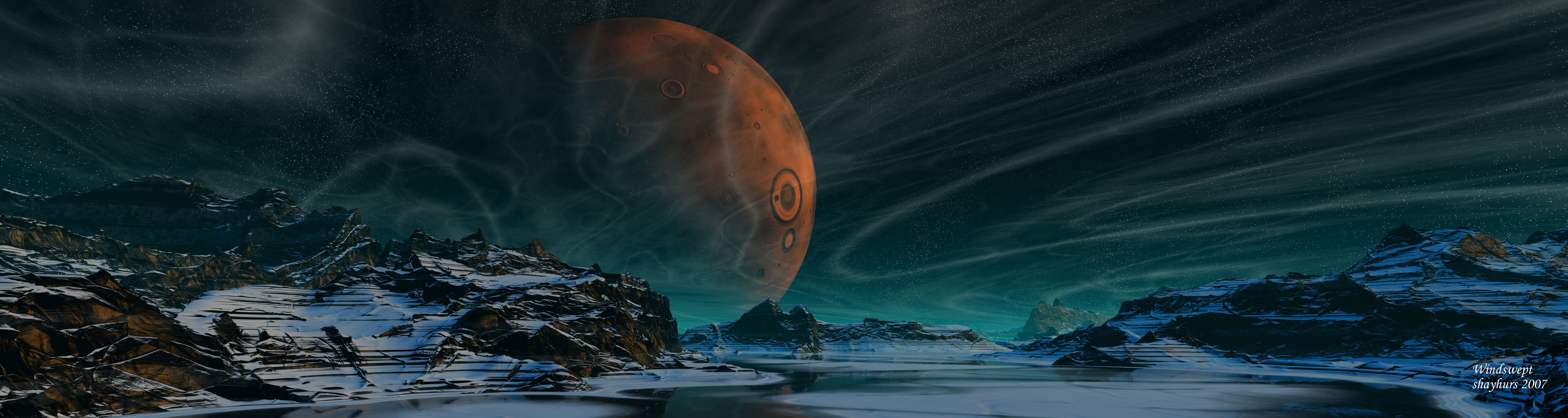 Windswept planet in winter: a stunning HD desktop wallpaper by Shayhurs.