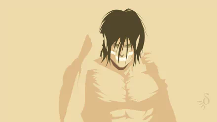 Eren Yeager from Attack on Titan depicted in a minimalist style. This HD wallpaper provides a striking background for anime fans and enthusiasts.