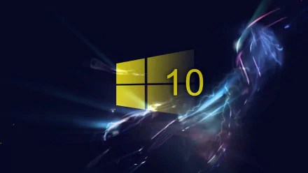 HD desktop wallpaper featuring the Windows 10 logo against a dark, futuristic background with bright, swirling light effects. Tags: technology,Windows 10.