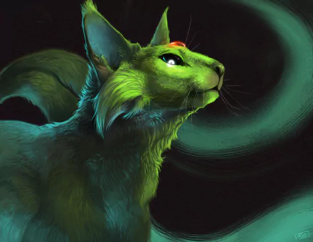A vibrant HD wallpaper featuring a shiny Espeon from Pokémon, with striking green fur and mystical swirls, showcasing its unique anime style and charm.