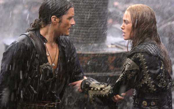 Elizabeth Swann Keira Knightley Will Turner Orlando Bloom movie Pirates Of The Caribbean: At World's End HD Desktop Wallpaper | Background Image
