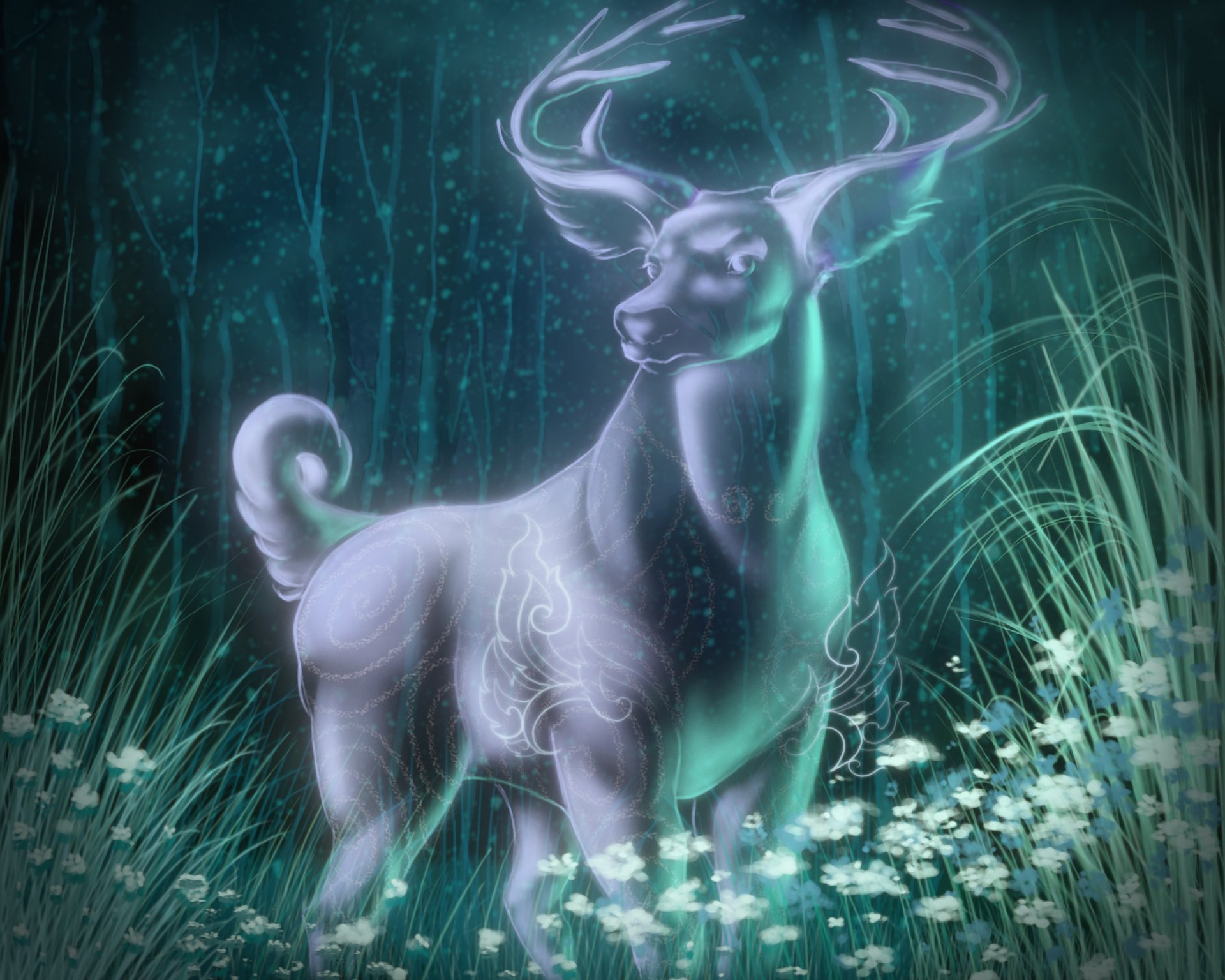 Download Fantasy Deer  HD Wallpaper by Srithanon Eiamchan