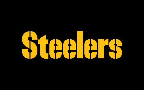 A bold HD wallpaper featuring the name Steelers in vibrant yellow against a black background, celebrating the Pittsburgh Steelers and their sports legacy.