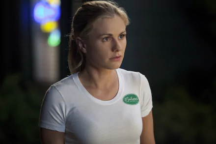 Anna Paquin as Sookie Stackhouse in a scene from the TV show True Blood. The image showcases a contemplative moment in her character's journey. 4K Ultra HD resolution for striking detail.