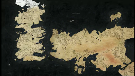 A detailed map of the world from the TV show Game of Thrones, showcasing its various regions and landscapes, designed as a stunning HD desktop wallpaper.