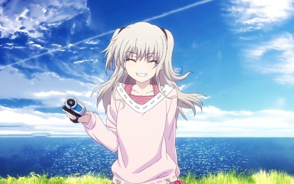 Anime Charlotte Nao Tomori Camera Smile White Hair HD Wallpaper | Background Image