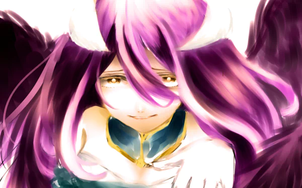 Albedo from Overlord, depicted in a stunning HD anime wallpaper. Her striking purple hair and captivating gaze create a powerful visual impact for any desktop background.