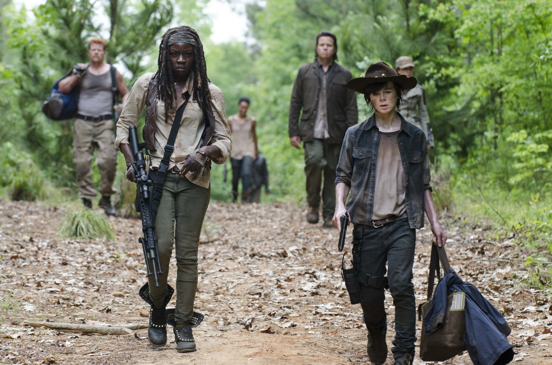 The Walking Dead HD Wallpaper: Carl Grimes and Michonne in Action - The Walking Dead Season 5 Episode 16 Watch Online Free