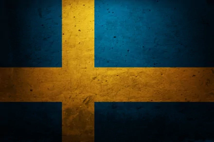 HD desktop wallpaper featuring the Swedish flag with a textured, grunge-style blue and yellow design.