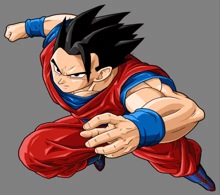 HD desktop wallpaper featuring Gohan from Dragon Ball Z, showcasing his dynamic pose and iconic red and blue outfit in vibrant anime style.