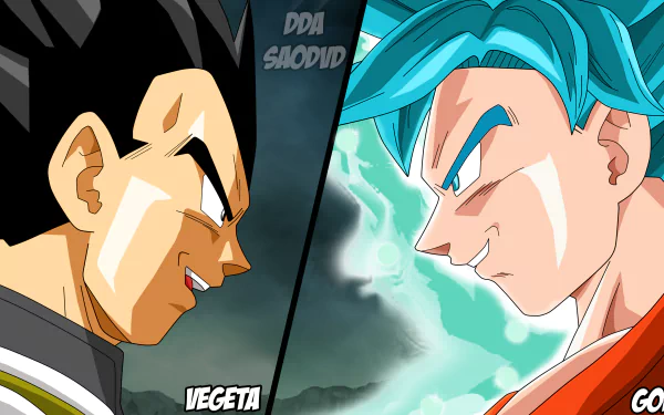 HD desktop wallpaper featuring Vegeta and Goku from Dragon Ball Z: Resurrection of F. The image depicts an intense face-off between the two iconic anime characters.