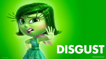 HD PC desktop wallpaper featuring Disgust from the movie Inside Out, with a vibrant green background and Disgust striking a sassy pose.