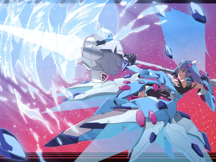 HD PC desktop wallpaper featuring dynamic anime-style mecha combat from Infinite Stratos, with vibrant colors and intense action in a futuristic setting.