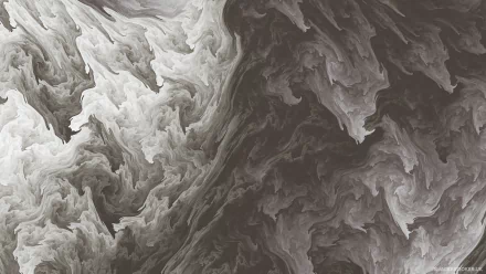 An abstract artwork in shades of grey, featuring swirling patterns and textures, serves beautifully as a HD desktop wallpaper and background.