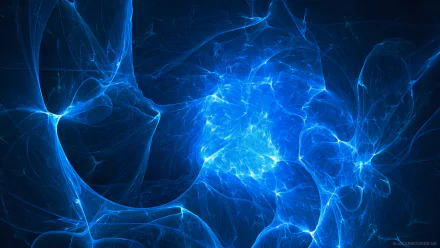 Abstract blue fractal energy field on a dark backdrop, HD PC desktop wallpaper and background.