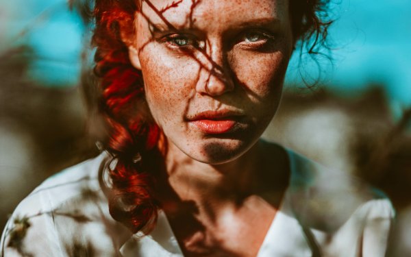 Women Model Face Redhead Freckles Green Eyes Braid HD Wallpaper | Background Image