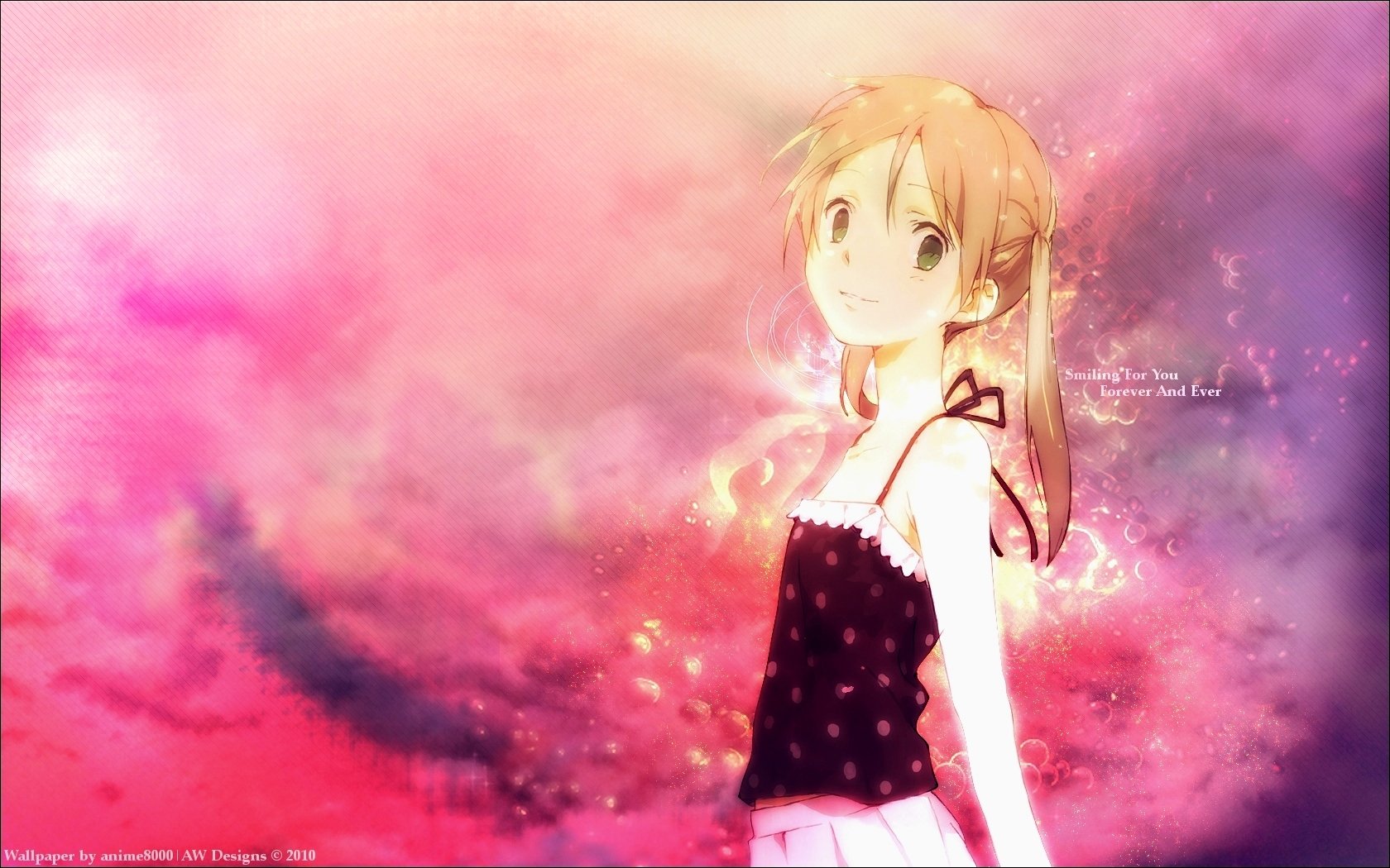 HD anime desktop wallpaper featuring a glowing character from Soul Eater against a vibrant pink and purple background.