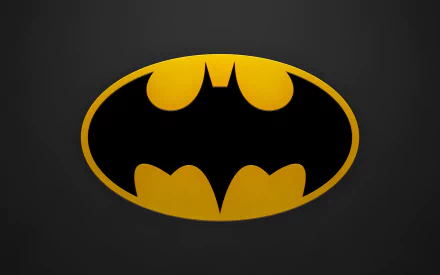 Classic comic Batman symbol — black bat inside a yellow oval on a dark gradient background; HD PC desktop wallpaper and background.
