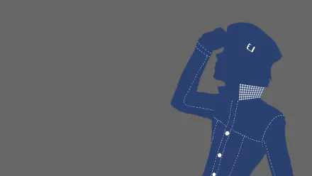 Persona 4 video game HD PC desktop wallpaper: minimalist navy silhouette of the game's protagonist in school uniform and cap on a flat gray background.