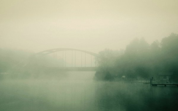 Man Made Bridge Bridges Fog River Pier Cottage HD Wallpaper | Background Image