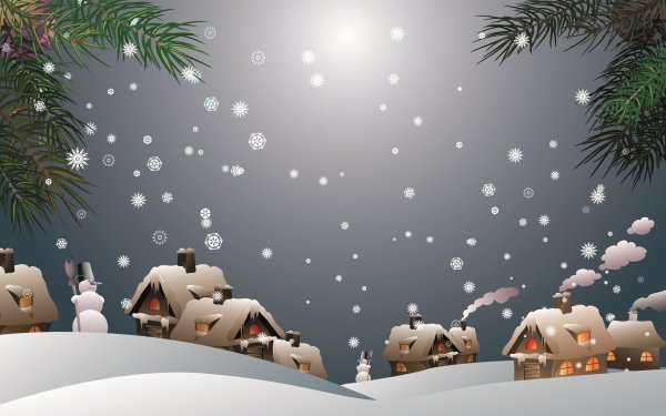 Artistic Winter House Snowman Snowflake HD Wallpaper | Background Image