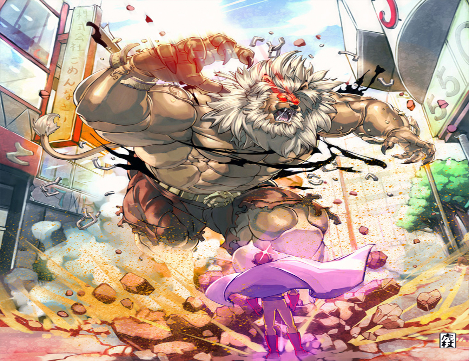 Saitama Vs Beast King by 虎杖_鷲 (pixiv)
