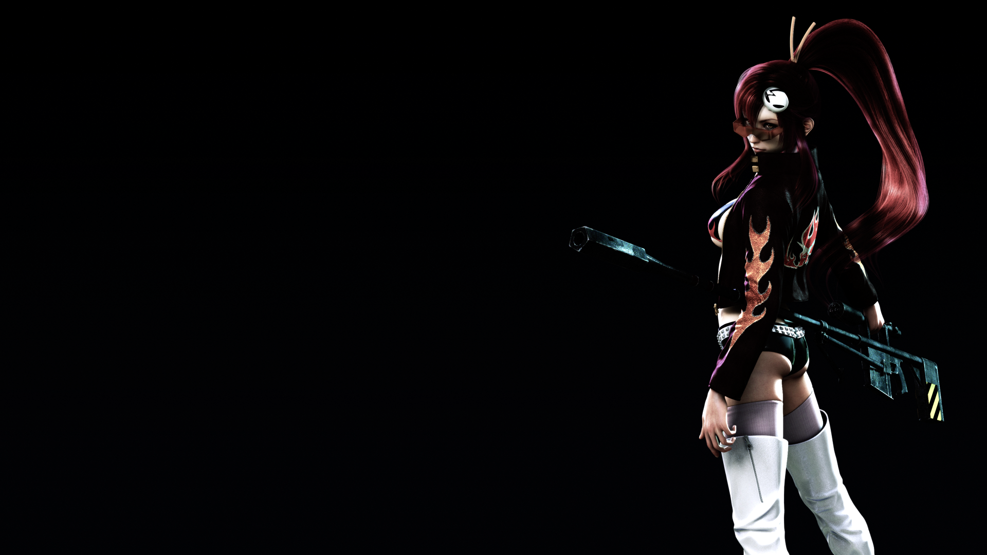 HD PC desktop wallpaper featuring the anime character Yoko Littner from Tengen Toppa Gurren Lagann against a dark background.