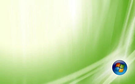 HD PC desktop wallpaper featuring a smooth green abstract background with light streaks and the Windows 7 logo in the lower right corner, highlighting technology themes.