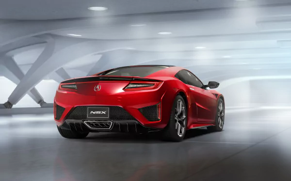A sleek red Acura NSX car wallpaper, set against a modern abstract background, exemplifying sophistication and speed.