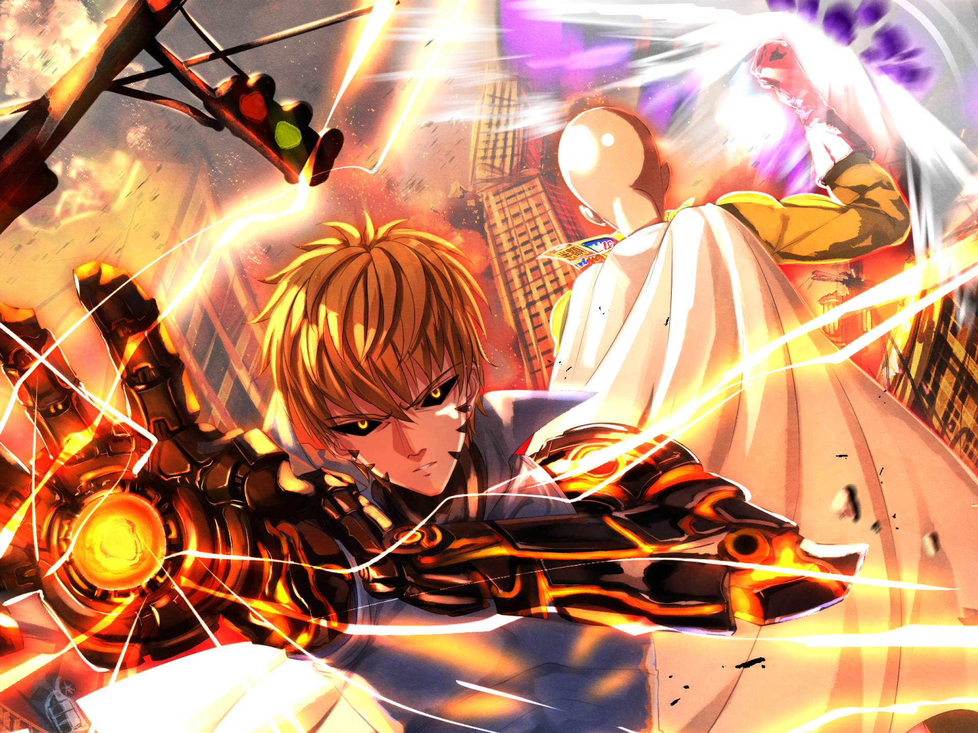 Saitama Genos One Punch Man Wallpaper by kuronekoisawesum