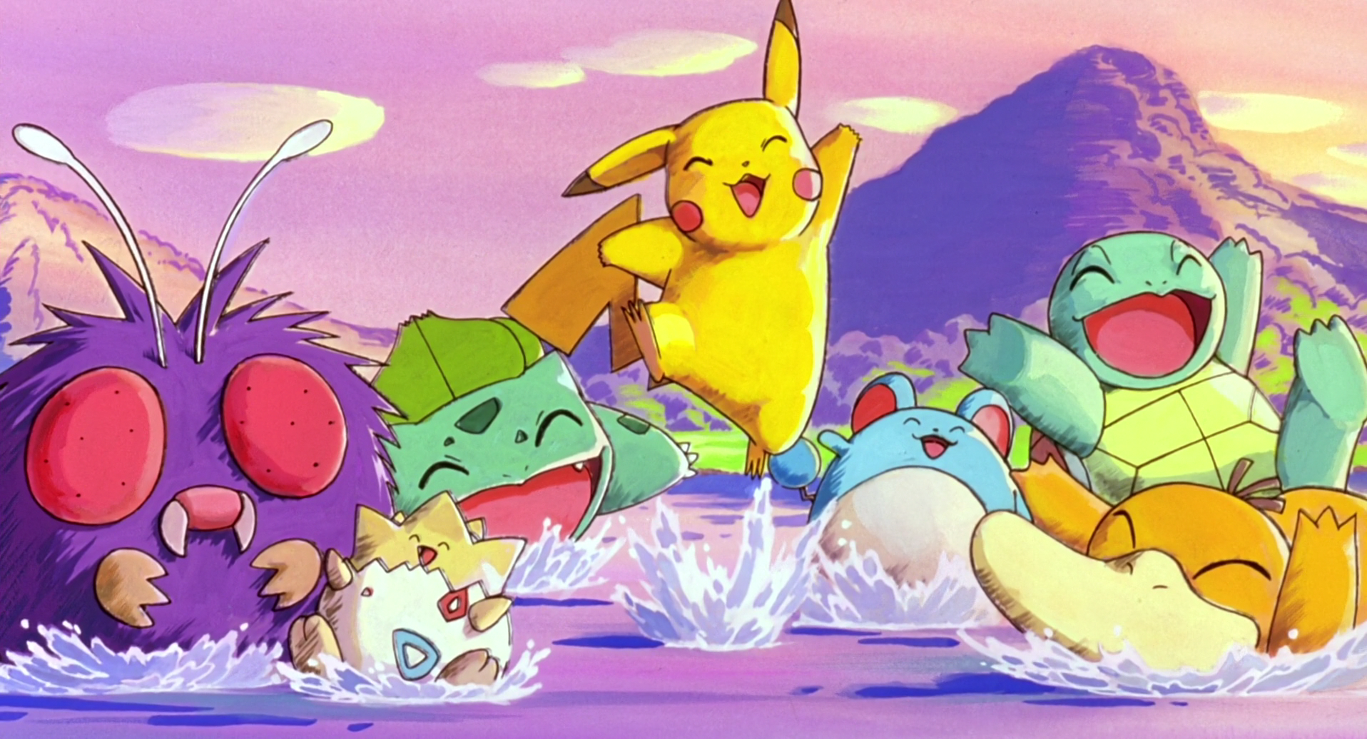 Pokémon Friends Splashing: HD Anime Wallpaper