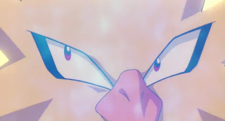 Close-up HD anime-style wallpaper of Zapdos from Pokémon: The Movie 2000, showcasing its intense eyes and beak in vibrant detail.