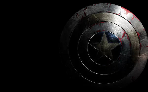 HD desktop wallpaper featuring Captain America's iconic shield from the movie Captain America: The Winter Soldier, set against a dark background.