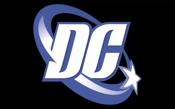 DC Comics logo in sleek blue and white design, presented as a 4K Ultra HD PC desktop wallpaper and background.