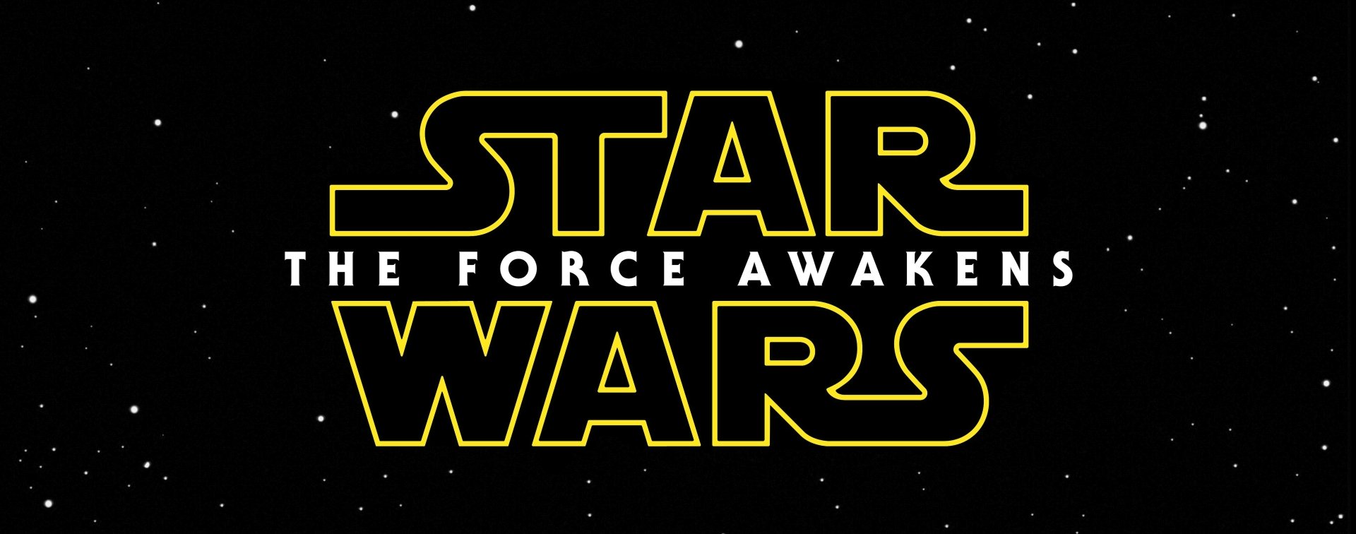 HD desktop wallpaper featuring the iconic logo of Star Wars Episode VII: The Force Awakens against a starry backdrop.