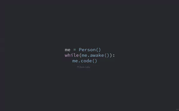 A sleek HD desktop wallpaper featuring programming code, highlighting a humorous take on coding life with the elements of technology and creativity intertwined.
