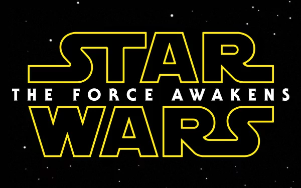 HD desktop wallpaper featuring the iconic logo of Star Wars Episode VII: The Force Awakens against a starry backdrop.