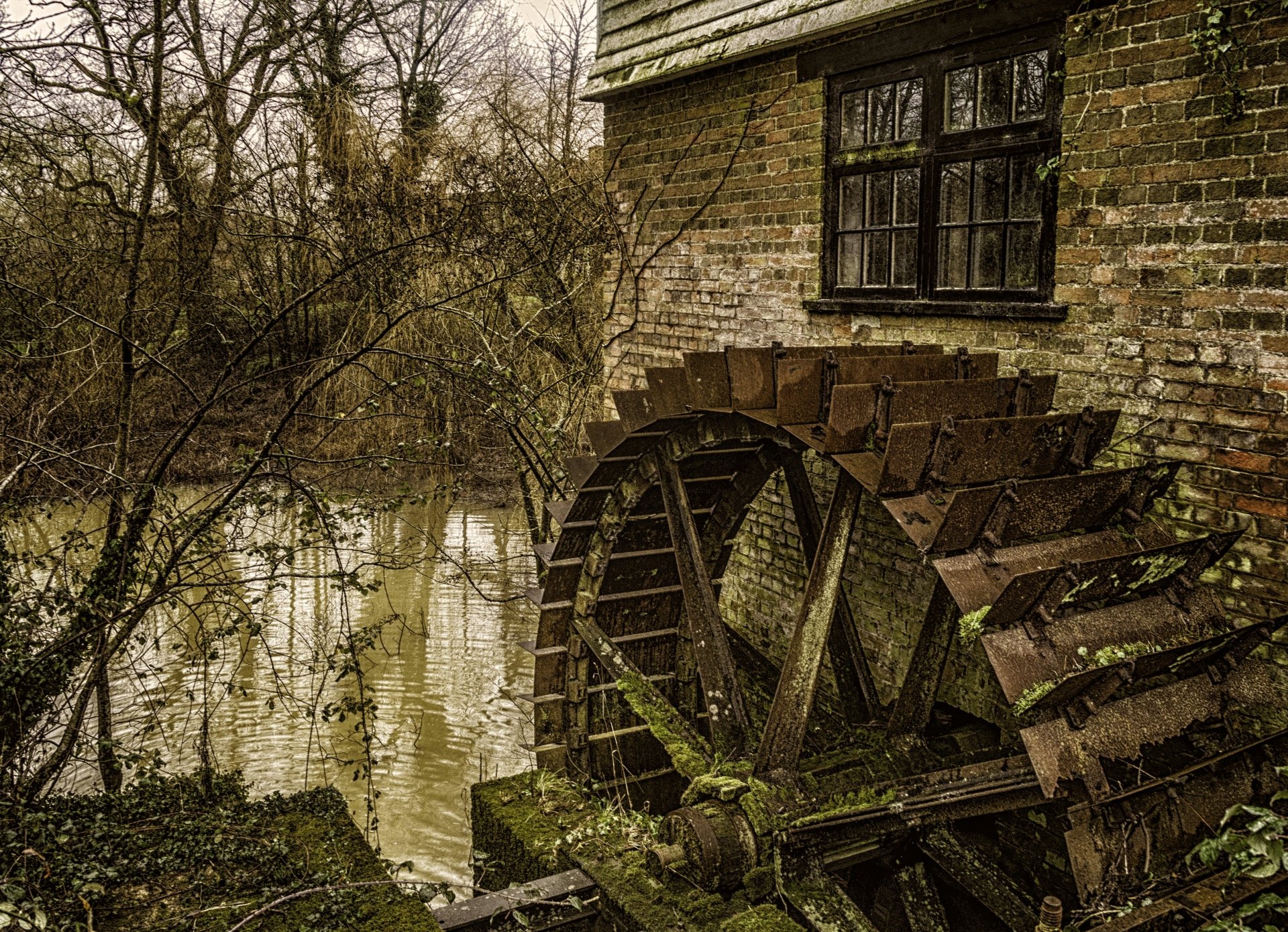 Download Man Made Watermill 4k Ultra HD Wallpaper