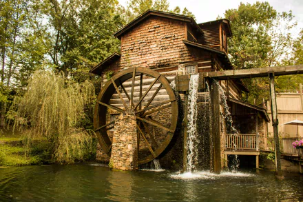 man made watermill HD Desktop Wallpaper | Background Image