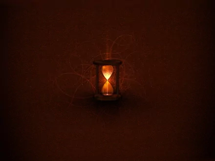 Artistic drawing of a glowing hourglass on a dark textured canvas, rendered as an HD PC desktop wallpaper and background.